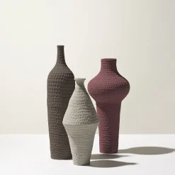 Battuti Burgundy Round-Top Vase by Andrea Anastasio