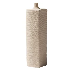 Battuti Floral White Flat-Sided Vase by Andrea Anastasio
