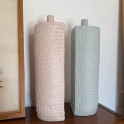 Battuti Floral White Flat-Sided Vase by Andrea Anastasio