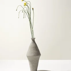 Battuti Light Gray Rhomboidal Vase by Andrea Anastasio