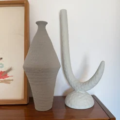 Battuti Light Gray Rhomboidal Vase by Andrea Anastasio