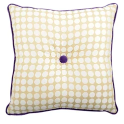 Beige Carrè Cushion in Polka Dots Jacquard Fabric