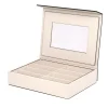 Beige Leather Eyeglasses Box With Mirror