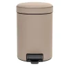 Beige Leather Pedal Wastebasket