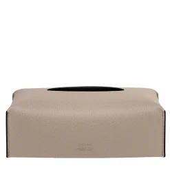Beige Leather Tissue Box
