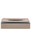 Beige Leather Tissue Box With Metal Structure
