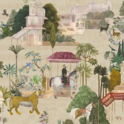 Beige Rajasthan Cotton Wallcovering Fabric