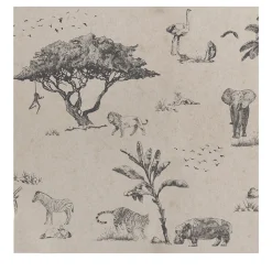 Beige Safari Wallpaper with Wild Animal