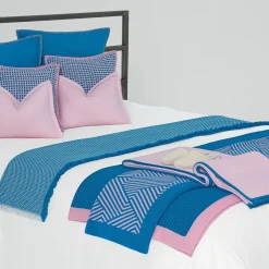 Biella Blue Leather and Pink Blanket