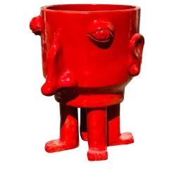 Big Red Walking Head Flower Pot