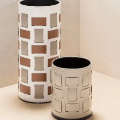 Bino White Umbrella Holder with Beige Lisbona Pattern