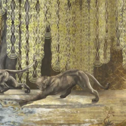 Black & Gold Gleaming Wildscape Polyester Wallcovering Fabric