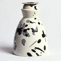 Black & White Ceramic Candlestick with 4 Scented Candles