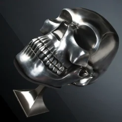 Black and Silver Skull Sculpture