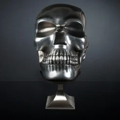 Black and Silver Skull Sculpture