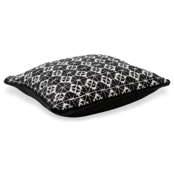 Black and White Square Carrè Cushion in geometric jacquard fabric