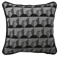 Black Carrè Cushion in geometric Jacquard Fabric