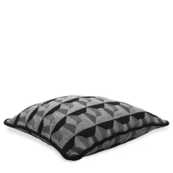 Black Carrè Cushion in geometric Jacquard Fabric