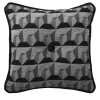 Black Carrè Cushion in Relief Jacquard Fabric and Cotton Velvet