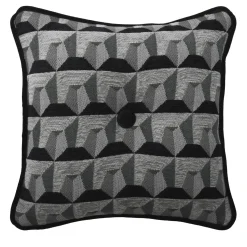 Black Carrè Cushion in Relief Jacquard Fabric and Cotton Velvet