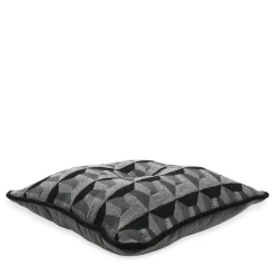 Black Carrè Cushion in Relief Jacquard Fabric and Cotton Velvet