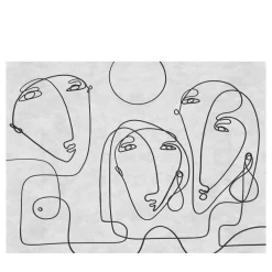 Black line singular faces textured wallpaper