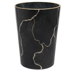 Black Marble-Inspired Glass Dust Bin