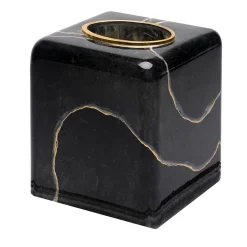 Black Marble-Inspired with Gold Detailing Glass Kleenex Cover