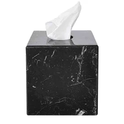 Black Marquina Marble Squared Tissue Box