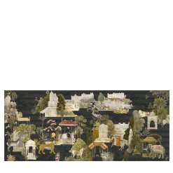 Black Rajasthan Cotton Wallcovering Fabric