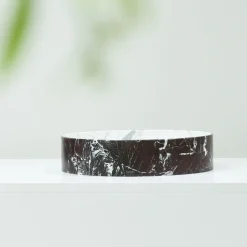 Blessed Circle Washbasin in Rosso Lepanto and Calacatta Carrara