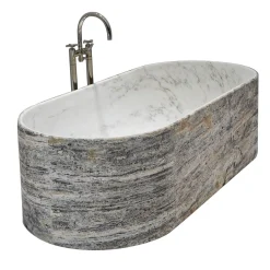Blessed Tub Travertino Silver & Bianco del Re Marble Bathtub