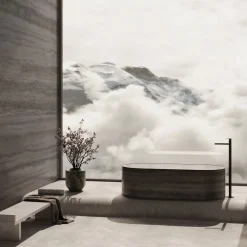 Blessed Tub Travertino Silver & Bianco del Re Marble Bathtub