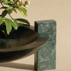 Block Stand Low Green Marble Centerpiece