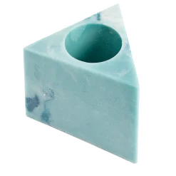 Block Triangular Blue Candle Holder