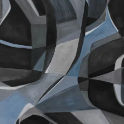 Blue & Black Rising Desert Cotton Wallcovering Fabric