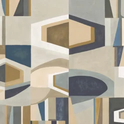 Blue & Gold Chrome Polyester Wallcovering Fabric