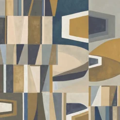 Blue & Gold Chrome Polyester Wallcovering Fabric