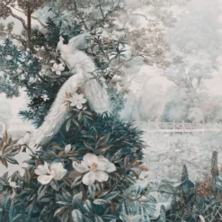 Blue Blooming Time Cotton Wallcovering Fabric