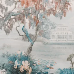 Blue Blooming Time Cotton Wallcovering Fabric