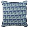 Blue Carrè Cushion in geometric jacquard fabric