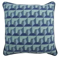 Blue Carrè Cushion in Relief jacquard fabric