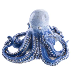 Blue Ceramic Octopus Sculpture