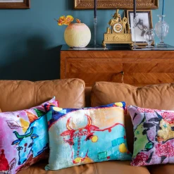 Blue Cow Silk Velvet Upholstered Cushion