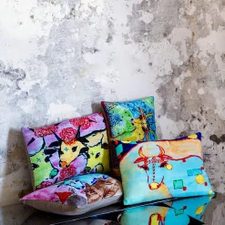 Blue Cow Silk Velvet Upholstered Cushion