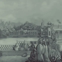 Blue Darshan Panorama Polyester Wallcovering Fabric