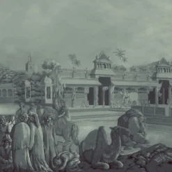 Blue Darshan Panorama Polyester Wallcovering Fabric