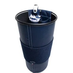 Blue Eco-Leather Umbrella Stand with Rope Inserts