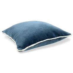 Blue Linen Velvet Carré Cushion and jacquard fabric