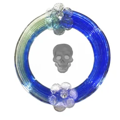 Blue Round Skull Mirror By Bradley Theodore